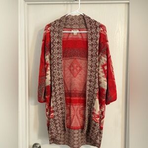 Lucky Brand | Red and Brown Knit Sweater | Size Medium